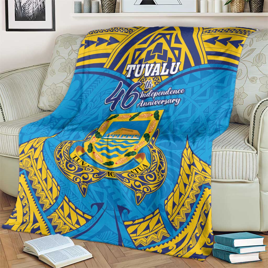 Tuvalu Independence Day Blanket Coat Of Arms With Polynesian Dolphin Tattoo LT05 - Polynesian Pride