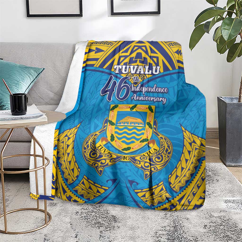 Tuvalu Independence Day Blanket Coat Of Arms With Polynesian Dolphin Tattoo LT05 - Polynesian Pride