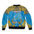 Personalised Tuvalu Independence Day Bomber Jacket Coat Of Arms With Polynesian Dolphin Tattoo