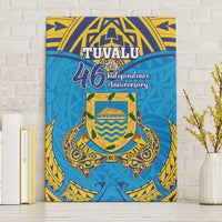 Tuvalu Independence Day Canvas Wall Art Coat Of Arms With Polynesian Dolphin Tattoo LT05 Without Frame Blue - Polynesian Pride