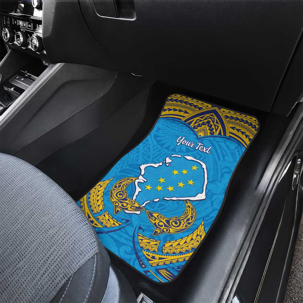 Tuvalu Independence Day Car Mats Coat Of Arms With Polynesian Dolphin Tattoo LT05 - Polynesian Pride