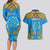 Personalised Tuvalu Independence Day Couples Matching Long Sleeve Bodycon Dress and Hawaiian Shirt Coat Of Arms With Polynesian Dolphin Tattoo