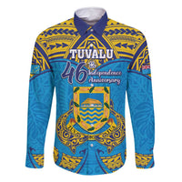 Personalised Tuvalu Independence Day Family Matching Mermaid Dress and Hawaiian Shirt Coat Of Arms With Polynesian Dolphin Tattoo