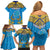 Personalised Tuvalu Independence Day Family Matching Off Shoulder Short Dress and Hawaiian Shirt Coat Of Arms With Polynesian Dolphin Tattoo