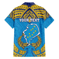 Personalised Tuvalu Independence Day Family Matching Tank Maxi Dress and Hawaiian Shirt Coat Of Arms With Polynesian Dolphin Tattoo