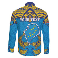 Personalised Tuvalu Independence Day Family Matching Tank Maxi Dress and Hawaiian Shirt Coat Of Arms With Polynesian Dolphin Tattoo