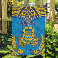 Tuvalu Independence Day Garden Flag Coat Of Arms With Polynesian Dolphin Tattoo LT05 Garden Flag Blue - Polynesian Pride