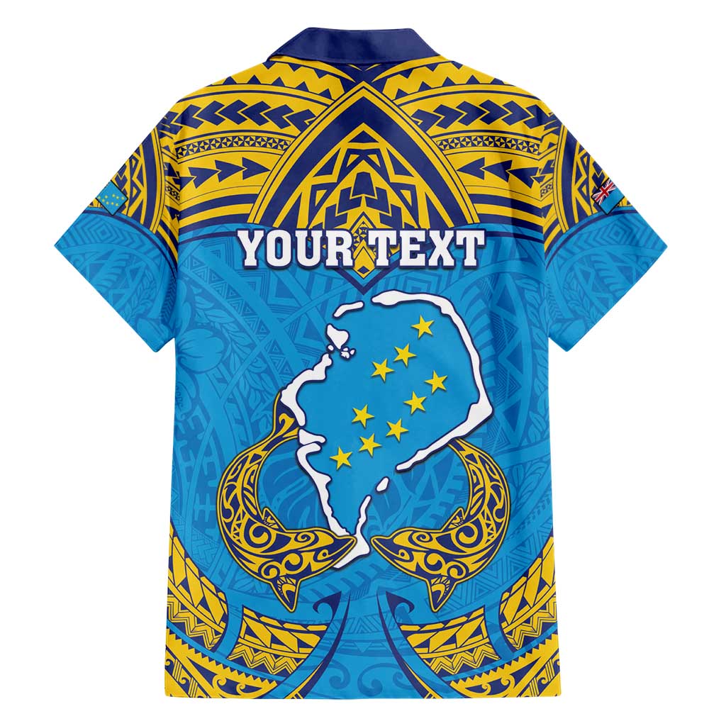 Personalised Tuvalu Independence Day Hawaiian Shirt Coat Of Arms With Polynesian Dolphin Tattoo LT05 - Polynesian Pride