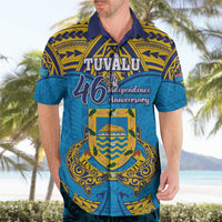 Personalised Tuvalu Independence Day Hawaiian Shirt Coat Of Arms With Polynesian Dolphin Tattoo LT05 - Polynesian Pride