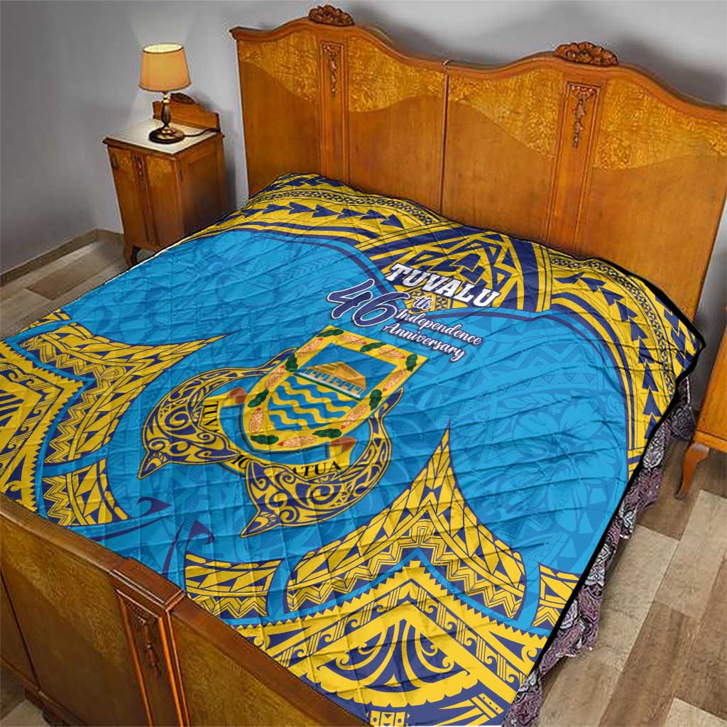 Tuvalu Independence Day Quilt Coat Of Arms With Polynesian Dolphin Tattoo