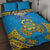 Tuvalu Independence Day Quilt Bed Set Coat Of Arms With Polynesian Dolphin Tattoo