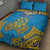 Tuvalu Independence Day Quilt Bed Set Coat Of Arms With Polynesian Dolphin Tattoo