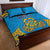 Tuvalu Independence Day Quilt Bed Set Coat Of Arms With Polynesian Dolphin Tattoo