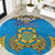 Tuvalu Independence Day Round Carpet Coat Of Arms With Polynesian Dolphin Tattoo