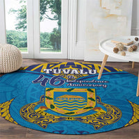 Tuvalu Independence Day Round Carpet Coat Of Arms With Polynesian Dolphin Tattoo