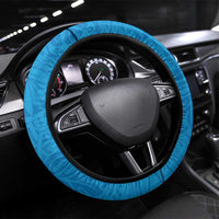 Tuvalu Independence Day Steering Wheel Cover Coat Of Arms With Polynesian Dolphin Tattoo LT05 Universal Fit Blue - Polynesian Pride