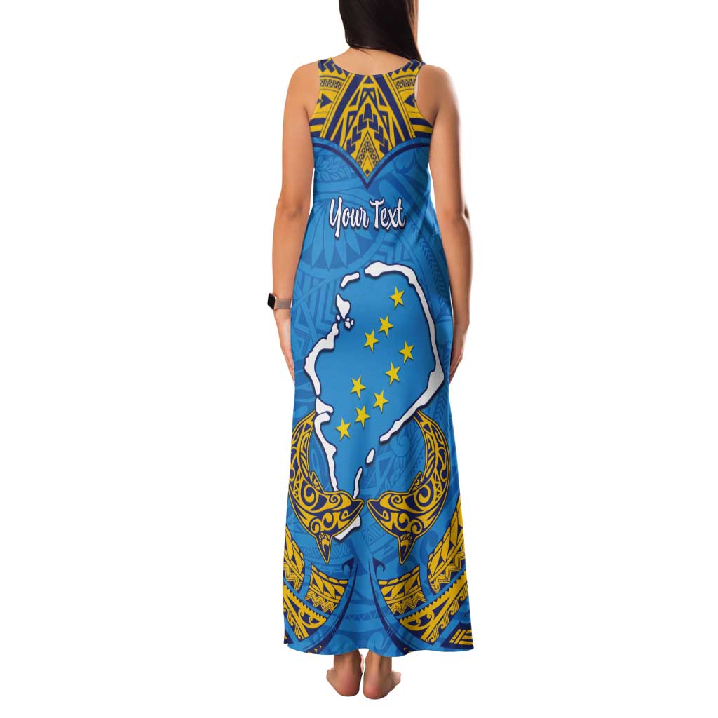 Personalised Tuvalu Independence Day Tank Maxi Dress Coat Of Arms With Polynesian Dolphin Tattoo LT05 - Polynesian Pride