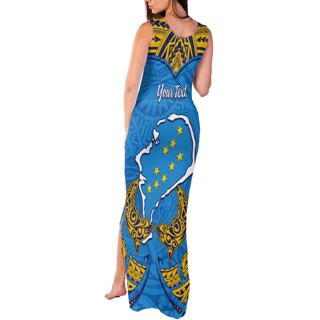 Personalised Tuvalu Independence Day Tank Maxi Dress Coat Of Arms With Polynesian Dolphin Tattoo LT05 - Polynesian Pride