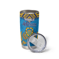 Personalised Tuvalu Independence Day Tumbler Cup Coat Of Arms With Polynesian Dolphin Tattoo LT05 - Polynesian Pride