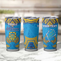 Personalised Tuvalu Independence Day Tumbler Cup Coat Of Arms With Polynesian Dolphin Tattoo LT05 - Polynesian Pride