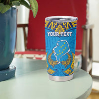 Personalised Tuvalu Independence Day Tumbler Cup Coat Of Arms With Polynesian Dolphin Tattoo LT05 - Polynesian Pride