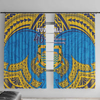 Tuvalu Independence Day Window Curtain Coat Of Arms With Polynesian Dolphin Tattoo LT05 With Hooks Blue - Polynesian Pride