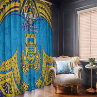 Tuvalu Independence Day Window Curtain Coat Of Arms With Polynesian Dolphin Tattoo LT05 - Polynesian Pride