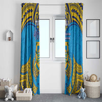 Tuvalu Independence Day Window Curtain Coat Of Arms With Polynesian Dolphin Tattoo LT05 - Polynesian Pride
