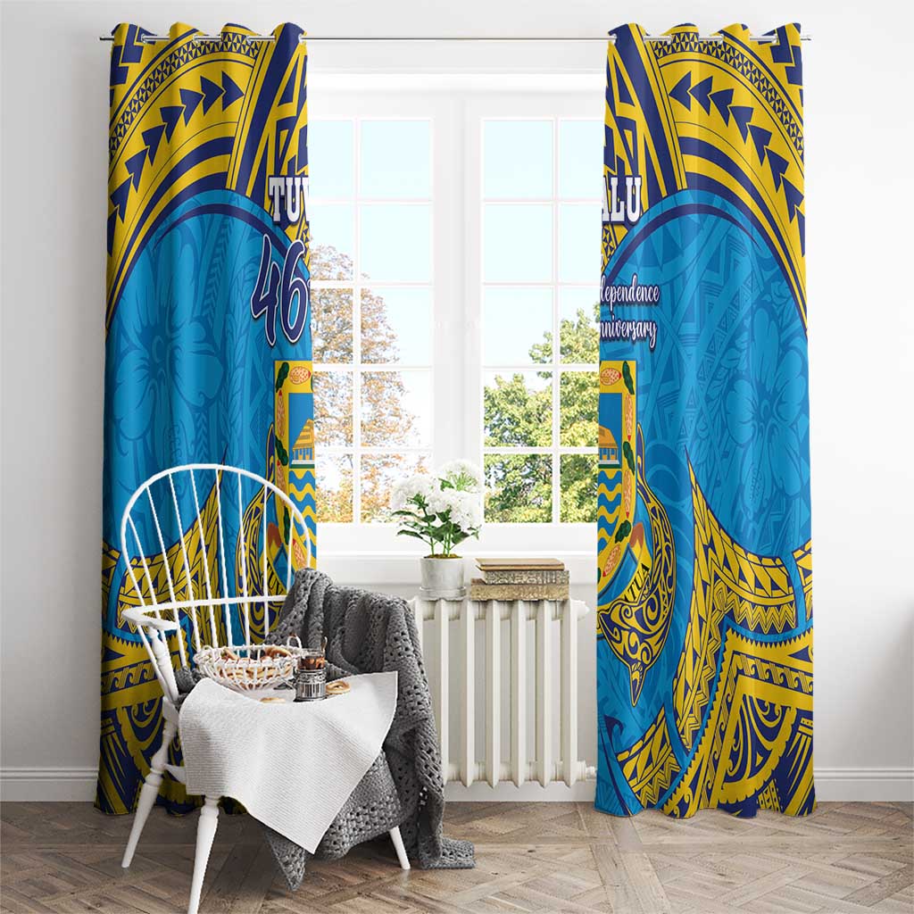 Tuvalu Independence Day Window Curtain Coat Of Arms With Polynesian Dolphin Tattoo LT05 - Polynesian Pride