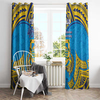 Tuvalu Independence Day Window Curtain Coat Of Arms With Polynesian Dolphin Tattoo LT05 - Polynesian Pride