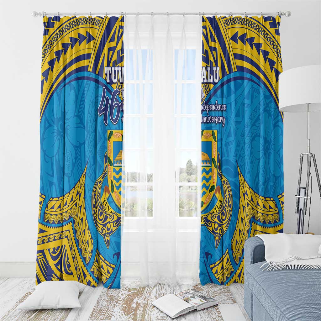 Tuvalu Independence Day Window Curtain Coat Of Arms With Polynesian Dolphin Tattoo LT05 - Polynesian Pride