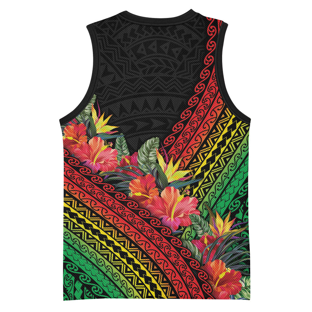 Retro Hawaiian Singer Basketball Jersey Polynesian Style Tropical Flowers LT05 - Polynesian Pride