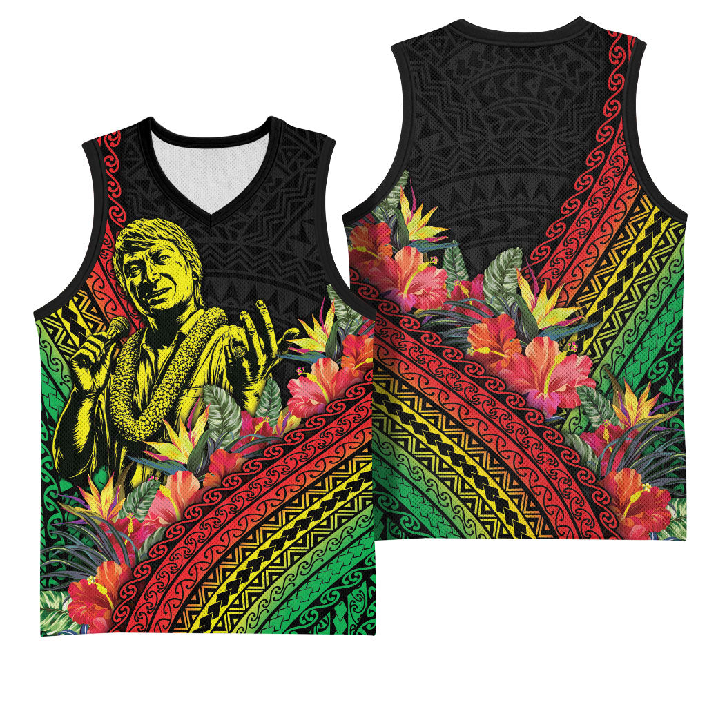 Retro Hawaiian Singer Basketball Jersey Polynesian Style Tropical Flowers LT05 - Polynesian Pride