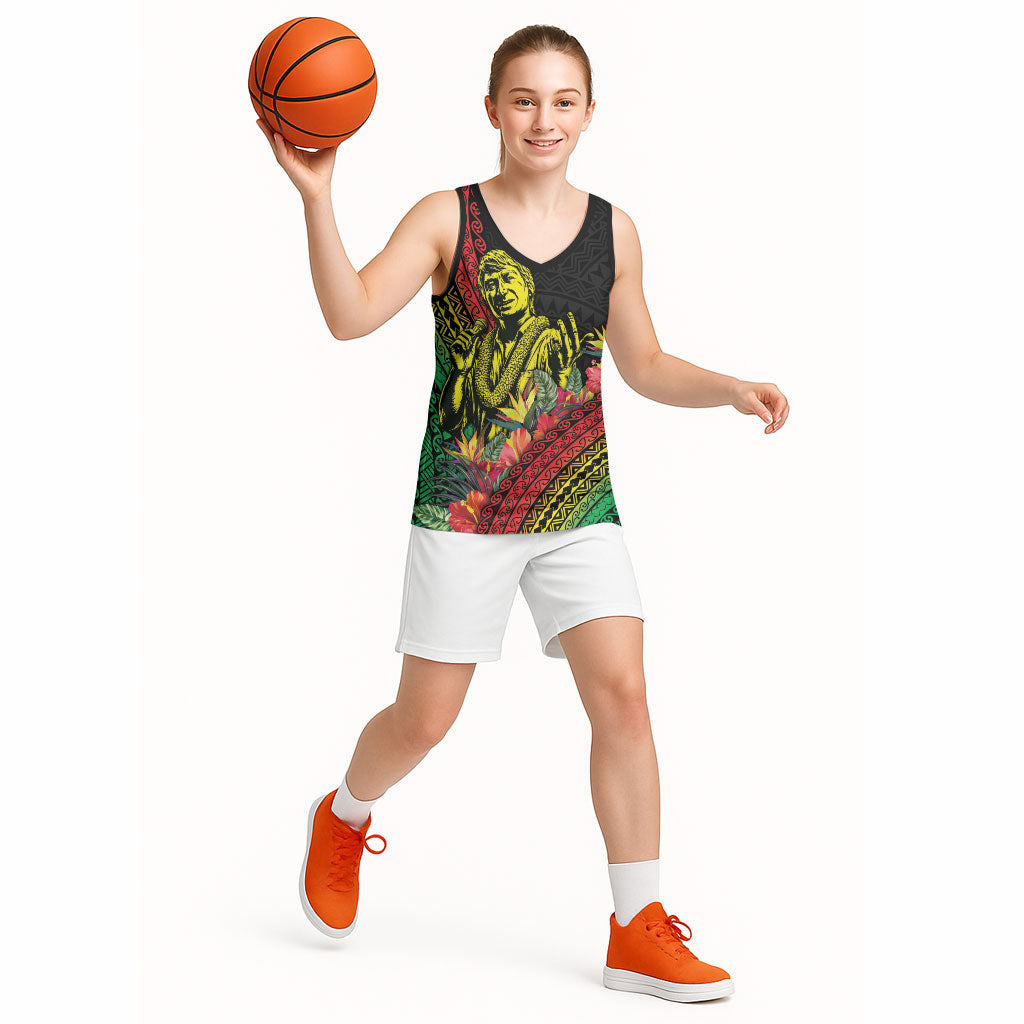 Retro Hawaiian Singer Basketball Jersey Polynesian Style Tropical Flowers LT05 - Polynesian Pride