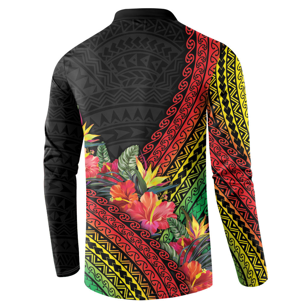 Retro Hawaiian Singer Button Sweatshirt Polynesian Style Tropical Flowers LT05 - Polynesian Pride