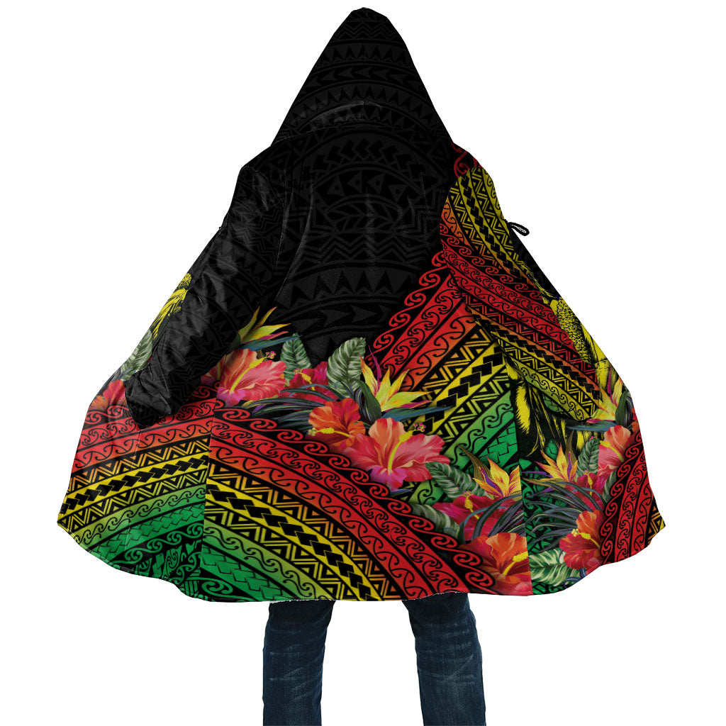 Retro Hawaiian Singer Cloak Polynesian Style Tropical Flowers LT05 Unisex Black - Polynesian Pride