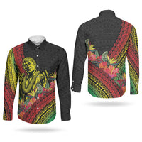 Retro Hawaiian Singer Couples Matching Mermaid Dress and Long Sleeve Button Shirt Polynesian Style Tropical Flowers LT05 - Polynesian Pride