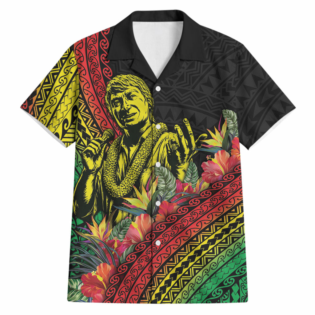 Retro Hawaiian Singer Hawaiian Shirt Polynesian Style Tropical Flowers LT05 Black - Polynesian Pride