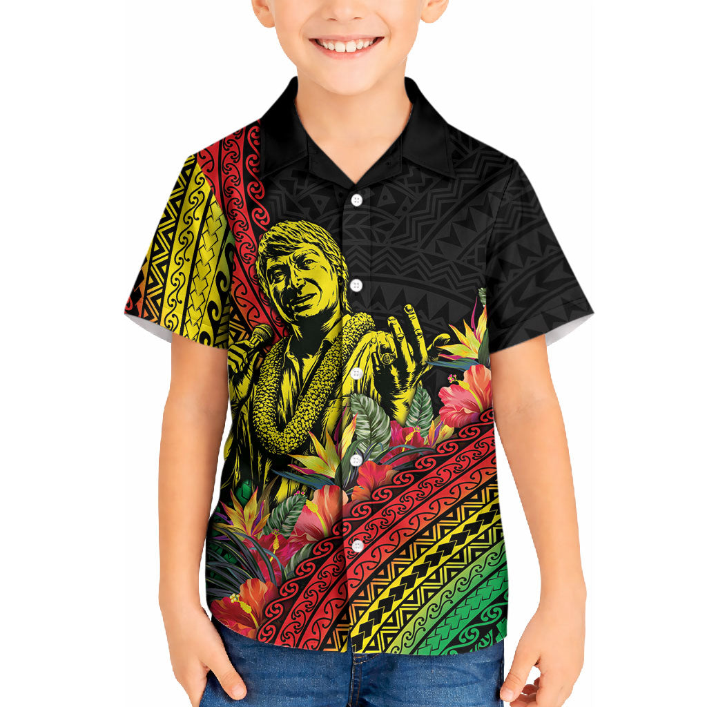 Retro Hawaiian Singer Kid Hawaiian Shirt Polynesian Style Tropical Flowers LT05 Kid Black - Polynesian Pride