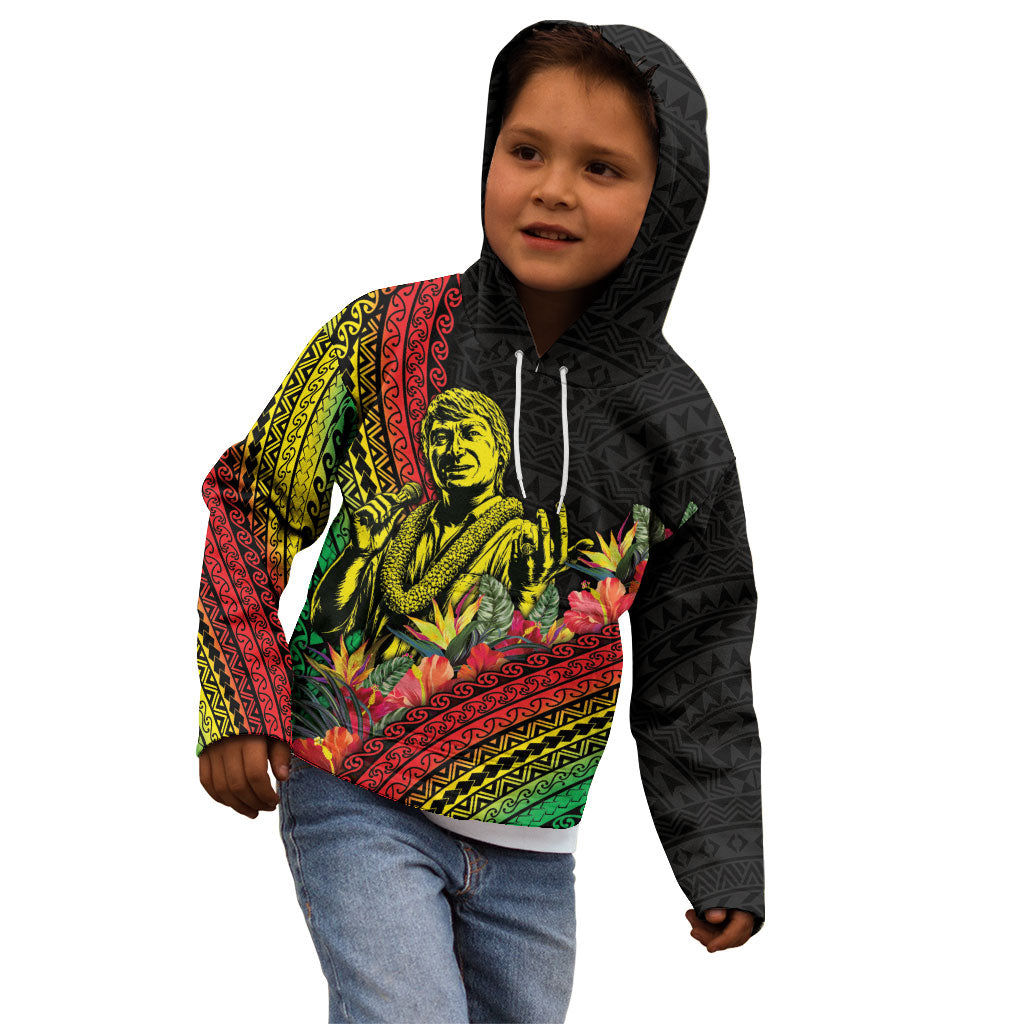 Retro Hawaiian Singer Kid Hoodie Polynesian Style Tropical Flowers LT05 - Polynesian Pride