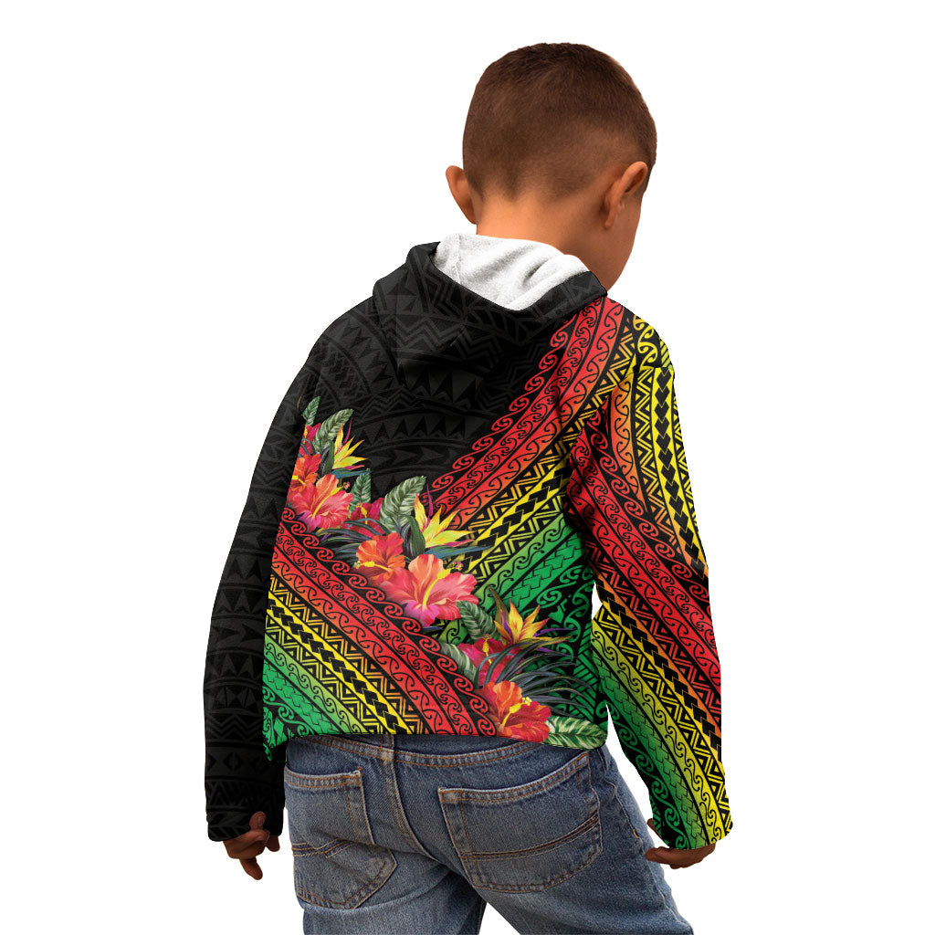 Retro Hawaiian Singer Kid Hoodie Polynesian Style Tropical Flowers LT05 - Polynesian Pride