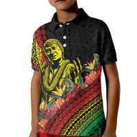Retro Hawaiian Singer Kid Polo Shirt Polynesian Style Tropical Flowers LT05 Kid Black - Polynesian Pride