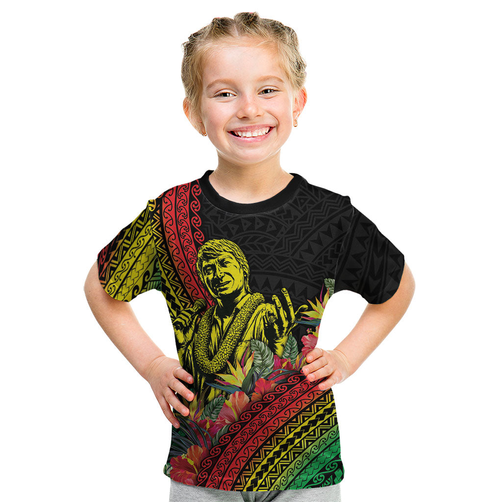 Retro Hawaiian Singer Kid T Shirt Polynesian Style Tropical Flowers LT05 Black - Polynesian Pride