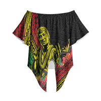 Retro Hawaiian Singer Off Shoulder Wrap Waist Top Polynesian Style Tropical Flowers LT05 - Polynesian Pride