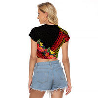 Retro Hawaiian Singer Raglan Cropped T Shirt Polynesian Style Tropical Flowers LT05 - Polynesian Pride