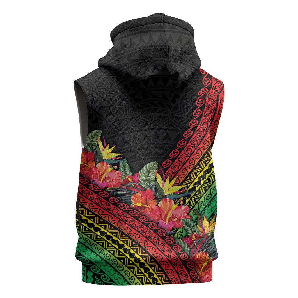 Retro Hawaiian Singer Sleeveless Hoodie Polynesian Style Tropical Flowers LT05 - Polynesian Pride