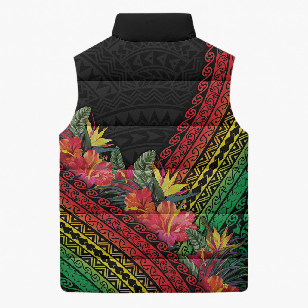 Retro Hawaiian Singer Sleeveless Puffer Jacket Polynesian Style Tropical Flowers LT05 - Polynesian Pride