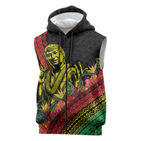 Retro Hawaiian Singer Sleeveless Zip Hoodie Polynesian Style Tropical Flowers LT05 Black - Polynesian Pride