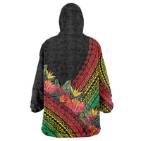 Retro Hawaiian Singer Wearable Blanket Hoodie Polynesian Style Tropical Flowers LT05 - Polynesian Pride