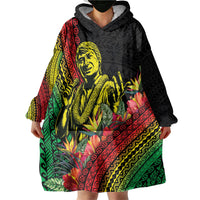 Retro Hawaiian Singer Wearable Blanket Hoodie Polynesian Style Tropical Flowers LT05 - Polynesian Pride